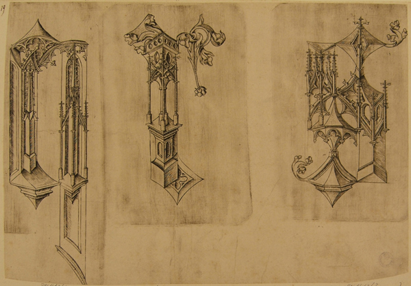 Anonimo tedesco - Alfabeto architettonico, lettere q, r, s